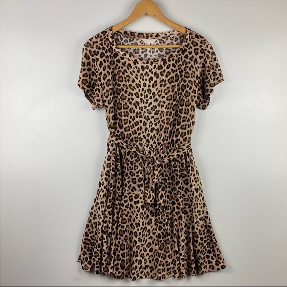 Rebecca Taylor Jersey Dress Leopard Print Size Medium - Picture 6 of 9